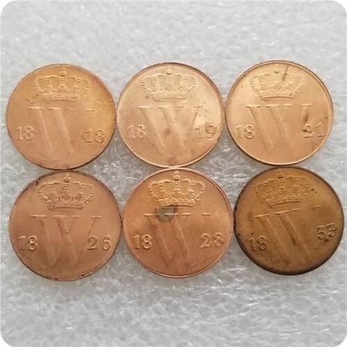 Netherlands 1818,1819,1821,1826,1828,1833 Silver Dollar Commemorative Collectible Coin Gift Lucky Challenge Coin