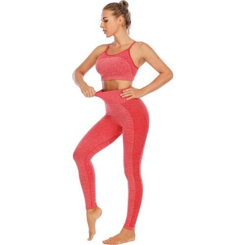 New Sports Yoga Womens Bra Set Autumn Tight Seamless Fitness Pants