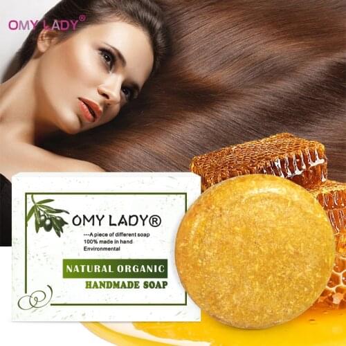 OMY LADY 100% Pure Natural Handmade Shampoo Soap Honey Extract Essential Oil Hair Cold Processed Anti-Dandruff Off Hair Care