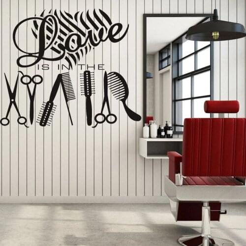 Hair Salon Wall Sticker Hairdressing Vinyl Decal Haircut Stickers Barber Shop Window Decor Creative Hair Care Store Art Mural
