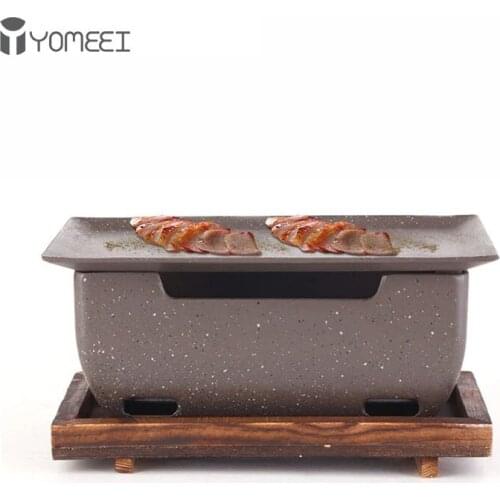 YOMEEI Korean Japanese BBQ Grill Portable Non-stick Food Carbon Furnace Aluminum Alloy Barbecue Stove Household Cooking Stove