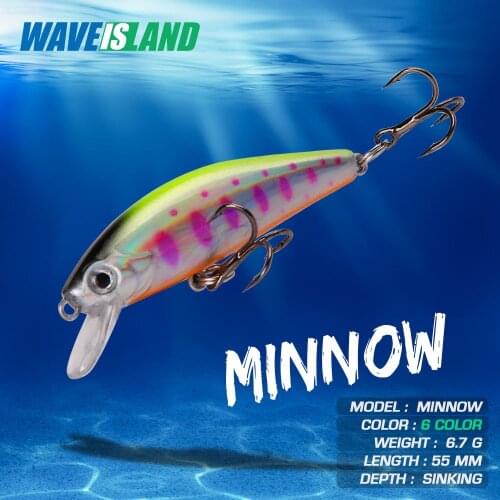 WAVEISLAND Minnow Fishing Lures Winter Crankbait bait 6.7g 5.5cm Topwater Saltwater Trolling Lure Artificial baits Hard lure