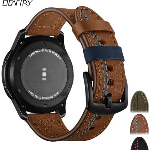 BEAFIRY Fashion Genuine Leather 22mm watch band For Samsung Galaxy Gear S3 watch strap for huami amazfit bracelet watchbands