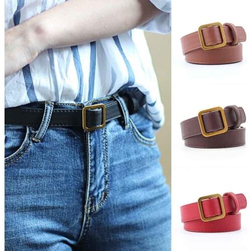 Belts 2020 Summer Women New Gold Square Simple Belt Retro Popular Non-porous Soft Belt Jeans Belt High Quality A716