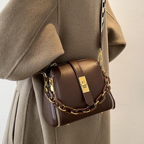 Luxury Brand Handbag 2021 Fashion New High Quality PU Leather Womens Tote Chain Vintage Shoulder Crossbody Bucket Bags