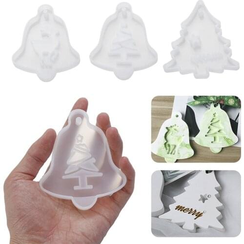 Christmas Tree DIY Resin Crystal Epoxy Mould Snowflake Elk Pendant Bag Decoration Resin Aroma Gypsum Plaster Silicone Mould