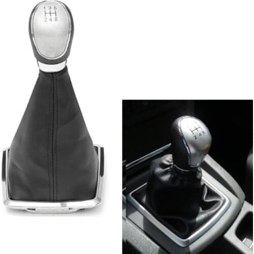 Chrome & Leather Car Shift Gear Knob Lever Gaitor Boot Cover For Ford Focus 2 MK2 FL MK3 MK4 MK7 MONDEO 4 KUGA GALAXY FIESTA