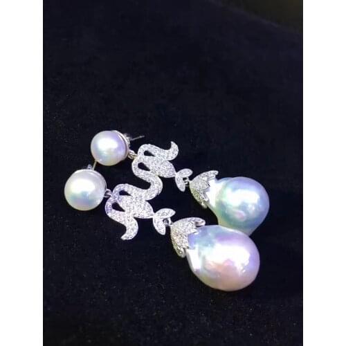 100% natural cultured fresh water pearl drop earring 925 sterling silver fine women jewelry free shipping