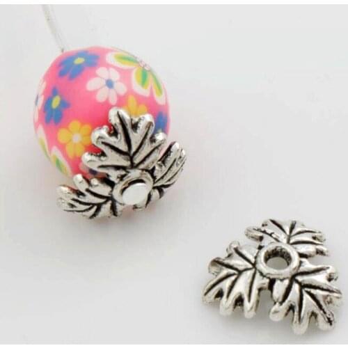 500Pcs 10x10mm Tibetan Silver Leaf Bead Caps Jewelry Findings Components L1053
