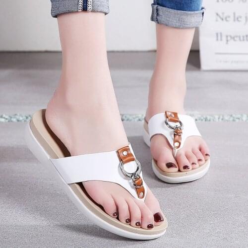 Slippers Women Shoes Summer new Beach Sandals Wedge Platform Thongs Slipper genuine leather non-slip Breathable light Flip Flops