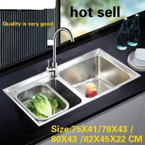 Tangwu High quality double groove multi-function stainless steel kitchen sink and faucet 75x41/78x43/80x43/82x45 CM