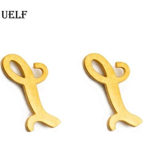 Uelf Fashion Tiny Initial Letter L Earrings Personalized Bridesmaids Gift Cute Alphabet Stud Earrings Everyday Jewelry brincos