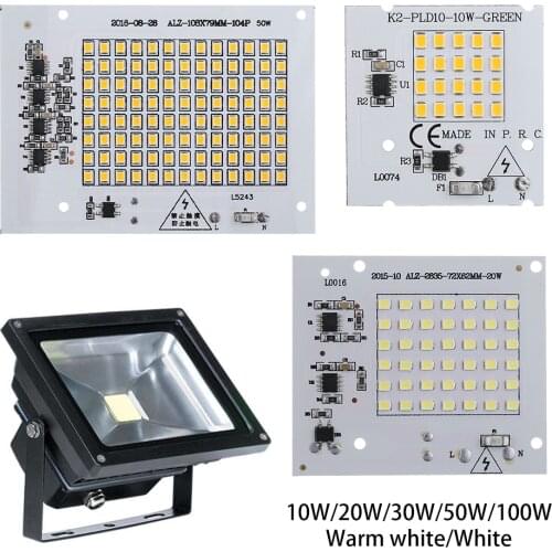 1Pcs Smart IC 220V Input LED Lamps SMD2835 Chip Beads 10W 20W 30W 50W 100W DIY For Outdoor Floodlight Cold White Warm White
