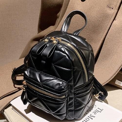 2021 spring Ladies PU Leather Backpack Brand Designer Ladies Multi-Function Three-Purpose Backpack Fashion Simple School Bag