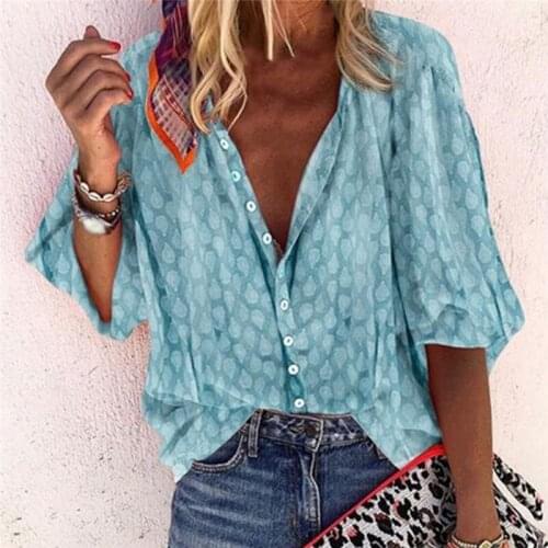Women Lantern Sleeve Print Blouses Autumn Fashion Turn Down Collar Office Shirt New Blouse Shirt Casual Tops Blusas Plus Size