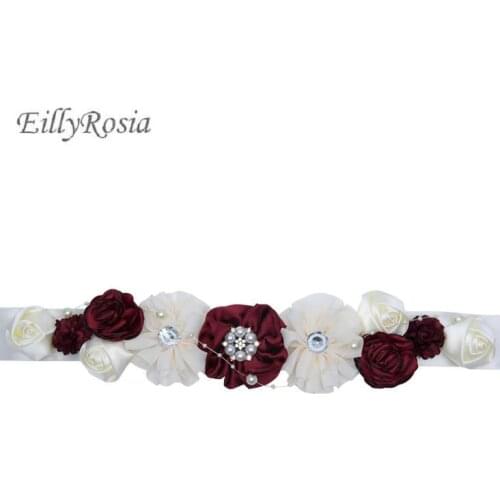 Wedding Dress Sashes Burgundy Boho Bridal Belt Satin Ribbon Fashion Women Flower Belt Flower Girl Party Wedding Belts 230cm Long