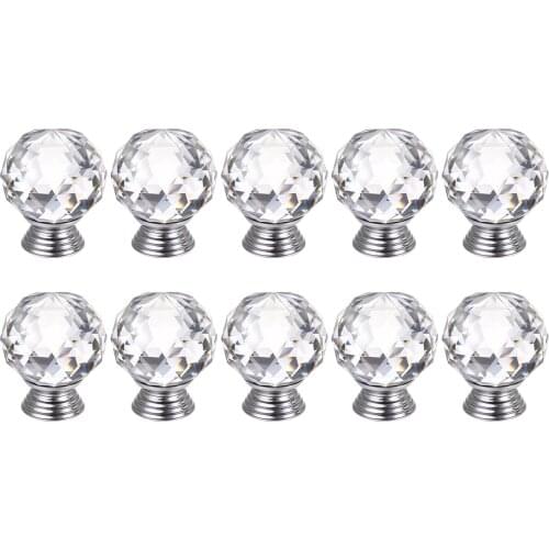 10 Pcs Crystal Glass Cabinet Knobs 30mm Diamond Shape Drawer Kitchen Cabinets Dresser Cupboard Wardrobe Pulls Handles