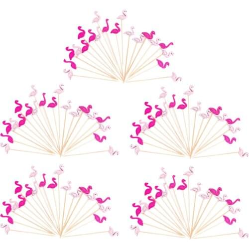 100pcs Vivid Flamingo Bamboo Fancy Toothpicks Cocktail Holiday Party Supply