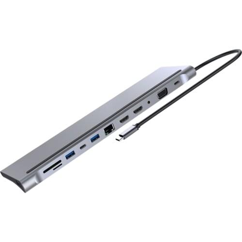 12 In 1 Type-C HUB Adapter USB C Laptop Docking Station Type-C To USB-C HDMI-compatible VGA Audio PD Converter For PC Notebook