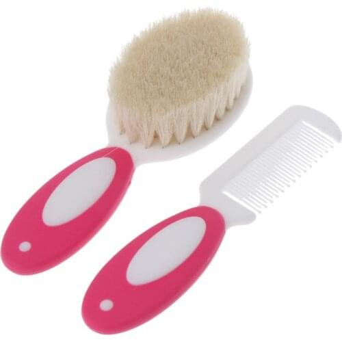 2pcs Portable Soft Newborn Baby Hair Brush Baby Kids Comb Child Hairbrush Sets Boys Girls Head Massager D0AF