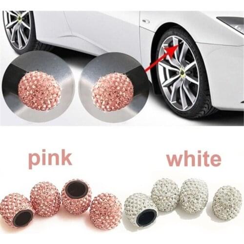 8 Pieces of Glittering Ladies Crystal Car Tire Valve Cap Wheel Cap Car Luminous Decoration Auto Parts Accessories For Auto