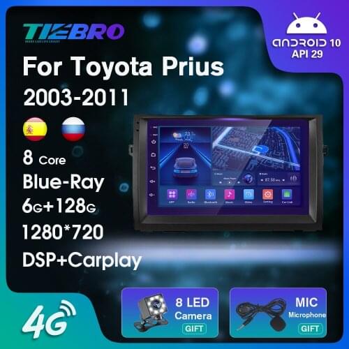2 DIN Android10 Car Radio For Toyota Prius XW20 II 2 2003-2011 Blu-ray IPS Touch Screen Auto Radio GPS Navigation Car Stereo IGO