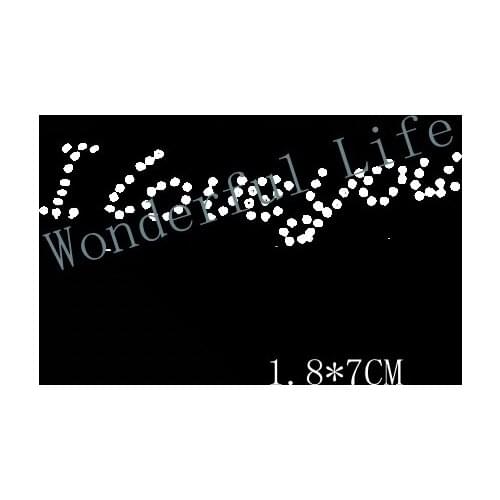 Free shipping Hot Sale I love you Words for Underwears Custom Rhinestone Transfer Design in cusive design