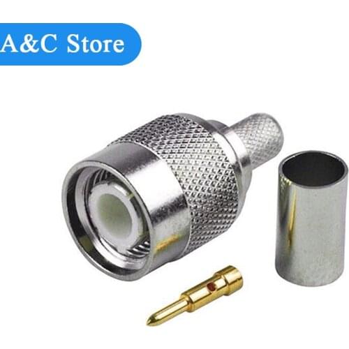 Free shipping TNC Male Plug RF Coax Connector Crimp RG58,RG400,RG142,LMR195 Straight Nickelplated high quality best price