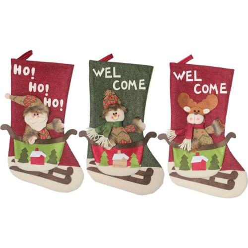 Large Christmas Stockings Socks Santa Claus Candy Gift Bag Christmas Decorations for Home Festival Party Ornaments