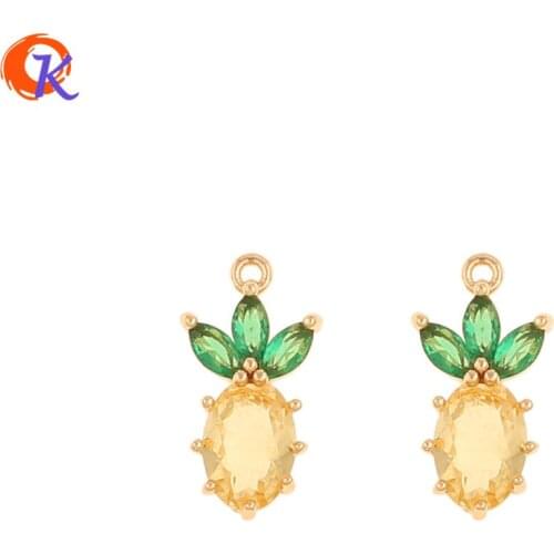 Cordial Design 20Pcs 8*14MM Jewelry Accessories/Hand Made/DIY/Genuine Gold Plating/Pineapple Shape/Earring Findings/CZ Charms