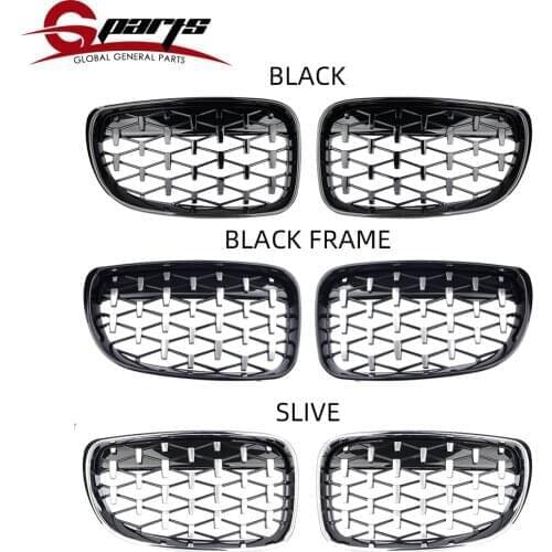 G-Parts 1Pair ABS Car Diamond Grill Front Bumper Grille Overlay Kidney Racing Grilles For BMW 1 Serise 2007-2014 E8I E87 E82 E88