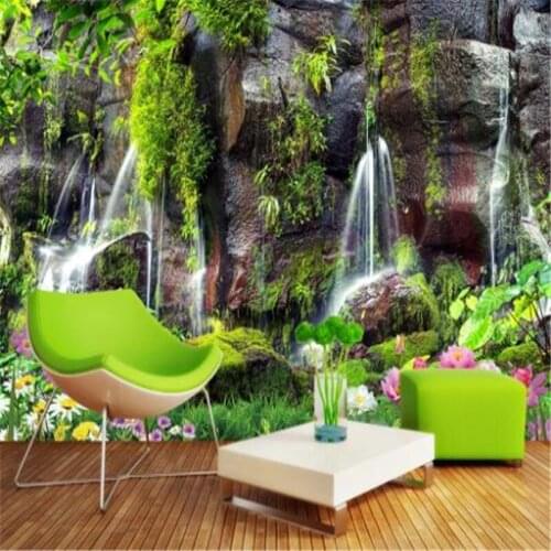 Customized HD Printing 3d Silk Wallpaper Modern Beautiful Waterfall Sceneryindoor Living Room Bedroom Decoration Wall Paper