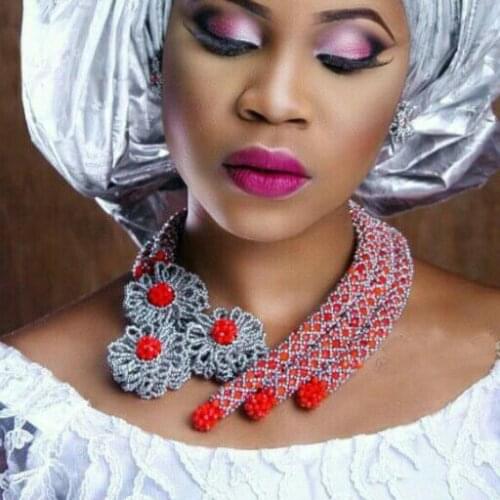 Amazing Silver Fashion African Jewelry Sets Red Costume Women Crystal Party Events Jewelry Accessories Free Shipping WD611