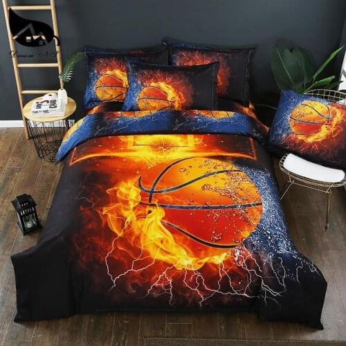 Dream NS 3D-effect kussensloop Bed Set Basketball and Flame Water Duvet Cover Sets King Bed Cover Fire Bedding Kit PN005