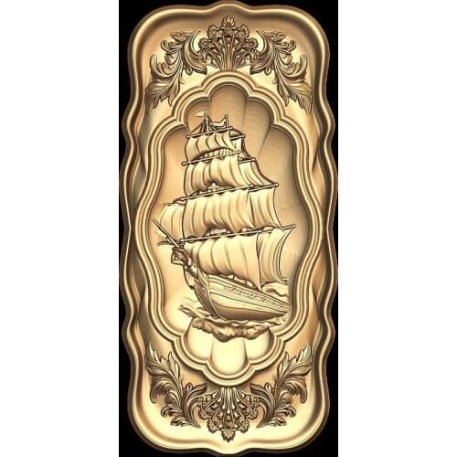 3d STL Model for CNC Router 3D Printer Artcam Aspire Bas Relief Ship Sail