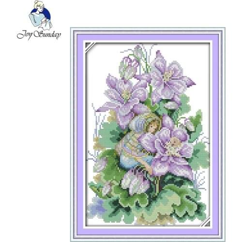 Joy sunday floral style A magnolia spirit ornament cross stitch patterns and kits stamped fabric for beginners