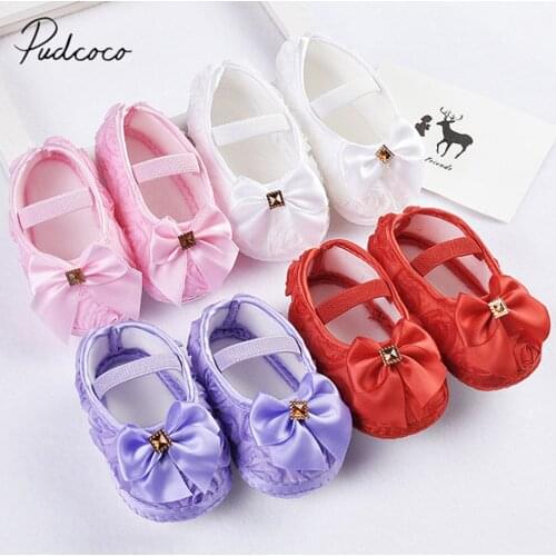 2018 Brand New Newborn Infants Toddler Baby Girl Soft Crib Shoes Moccasin Prewalker Sole Shoes Bow Lovely Cute First Walkers