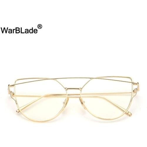 Fashion Clear Lens Cat Eye Glasses Frame Women Gold Eyewear Frame Men Eyeglasses Optical Frame Reading Glasses Female WarBLade