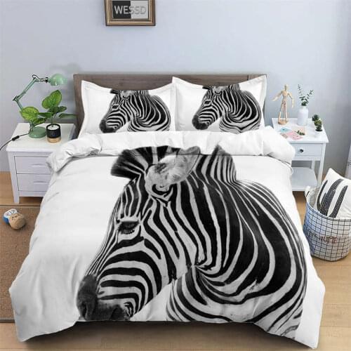 Zebra Duvet Cover Set 3D Animal Print Beddings Single Double Bed Quilt Cover Pillowcase Youth Bed Cover Twin Queen 240x220