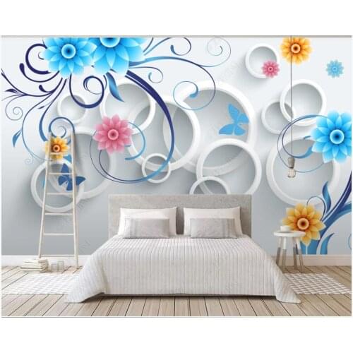 Custom photo wallpaper for walls 3 d murals Modern Modern circle blue classical pattern european background wall decoration