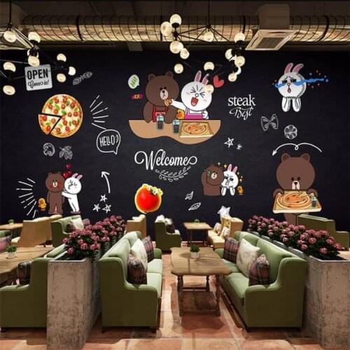 Custom wallpaper 3d murals papel de parede European and American fashion brick wall hand-painted pizza TV background wall paper