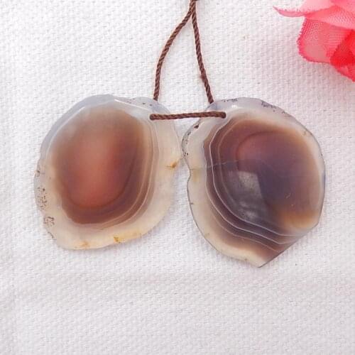 Natural Nugget Agate Drilled Earring Beads For Jewelry Making DIY Charms Bracelets Earrings 30x27x4mm,9.7g