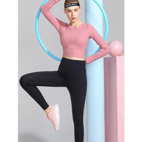 Railbaallu 2 Pieces Sets Women Active Fitness Long Sleeves Shirt+Leggings Sports Wear Yoga Suit