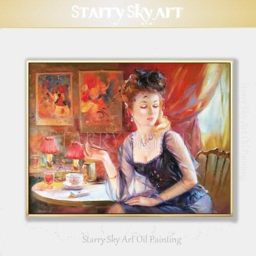 Artist Hand-painted High Quality Impressionist Europe Lady Figure Oil painting on Canvas Beautiful Woman Portrait Oil Painting