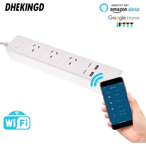 Wifi USB Power Strip Smart AU Plug Overload Switch Surge Protector 3 Outlet 2 Port USB Charger 1.8m 10A wifi socket