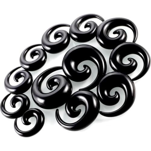 18pcs Body Jewelry Acrylic Spiral Taper Tunnel Ear Stretcher Plugs Expanders Pircing Jewelry Black White Ear Plugs 1.6-12mm