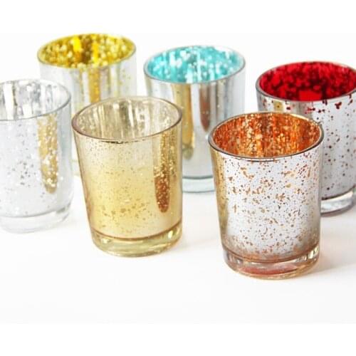 Modern Simple Electroplating Star Candle Cup Glass Candlestick Bar Western Restaurant Props Decoration Multicolor Color 6pes/Set