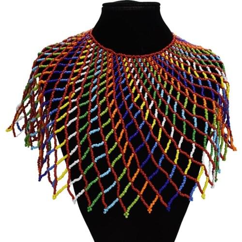 Vintage Multilayer Bib Necklaces Ethnic Nigerian Boho Wide Choker Necklaces & Pendants Women Statement Maxi Party African Jewelr