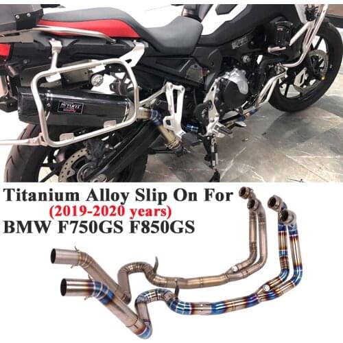 Full System Motorcycle Exhaust Escape For BMW F750GS F850GS Modified Slip On Titanium Alloy Front Mid Link Pipe Without Muffler