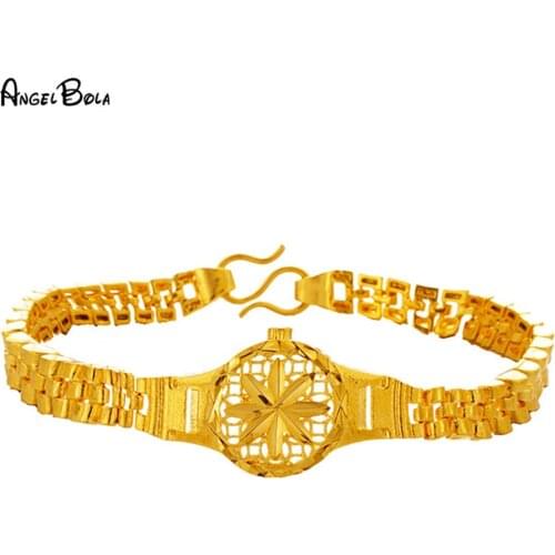 High Quality Gold bracelet 24K Gold Waterproof Hand Watch Chain No Fade jewelry Bracelets Bangle For Women Jewelry Gifts